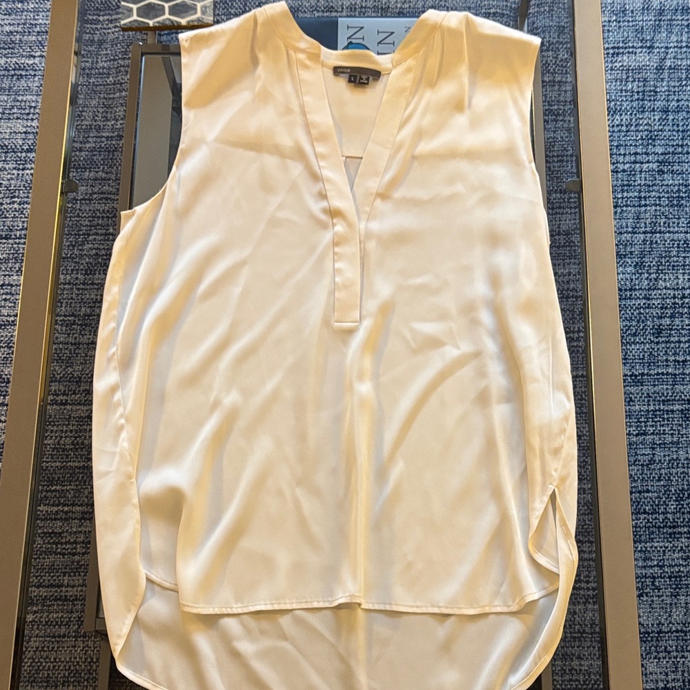 Vince Cream V-Neck Blouse